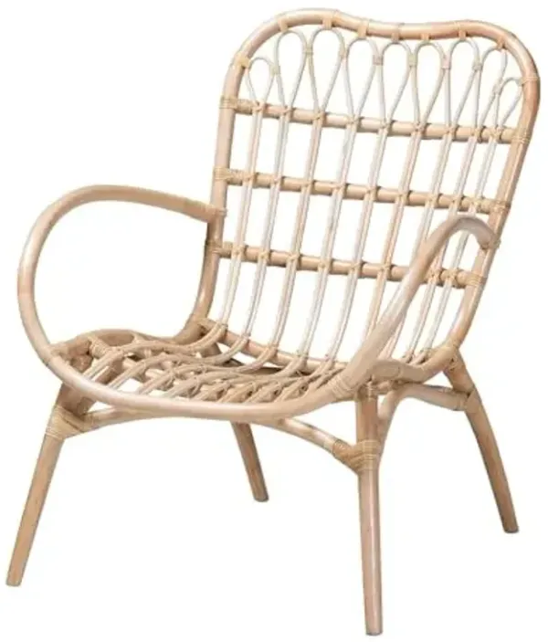 Baxton Studio Bajo Modern Bohemian Natural Brown Rattan Arm Chair