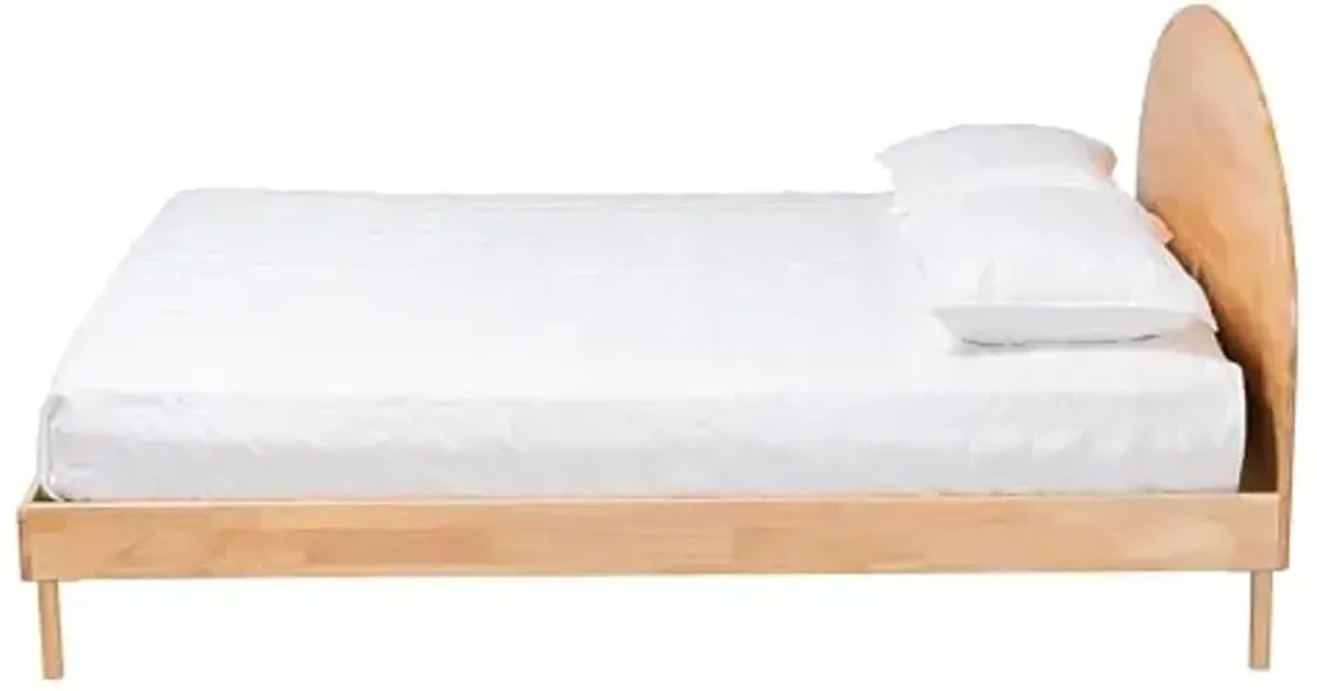 Baxton Studio Denton Natural Brown Finished Wood Queen Size Platform Bed