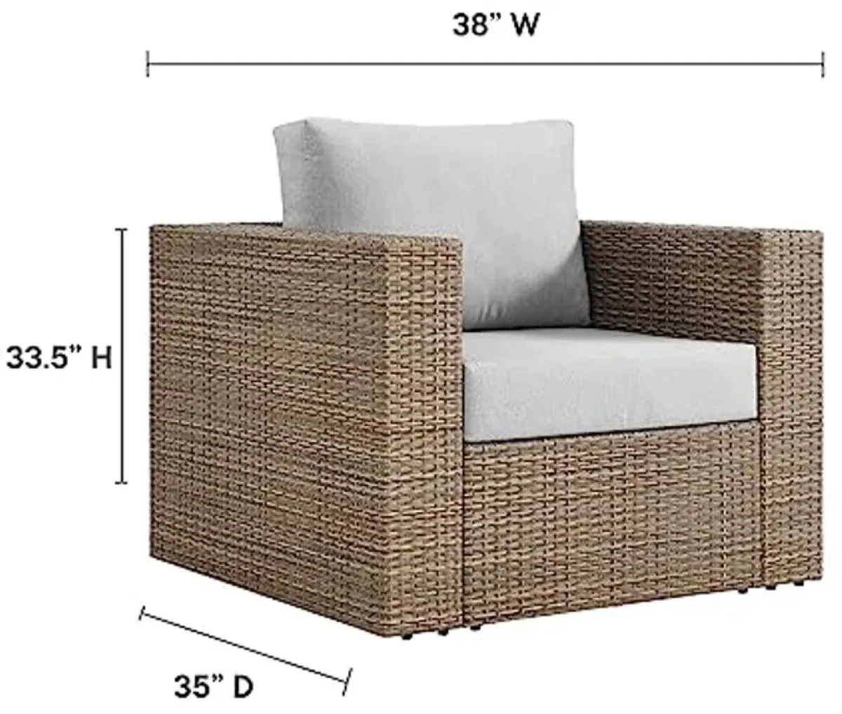 Modway Convene Wicker Rattan Outdoor Patio Lounge Accent Armchair in Cappuccino Gray