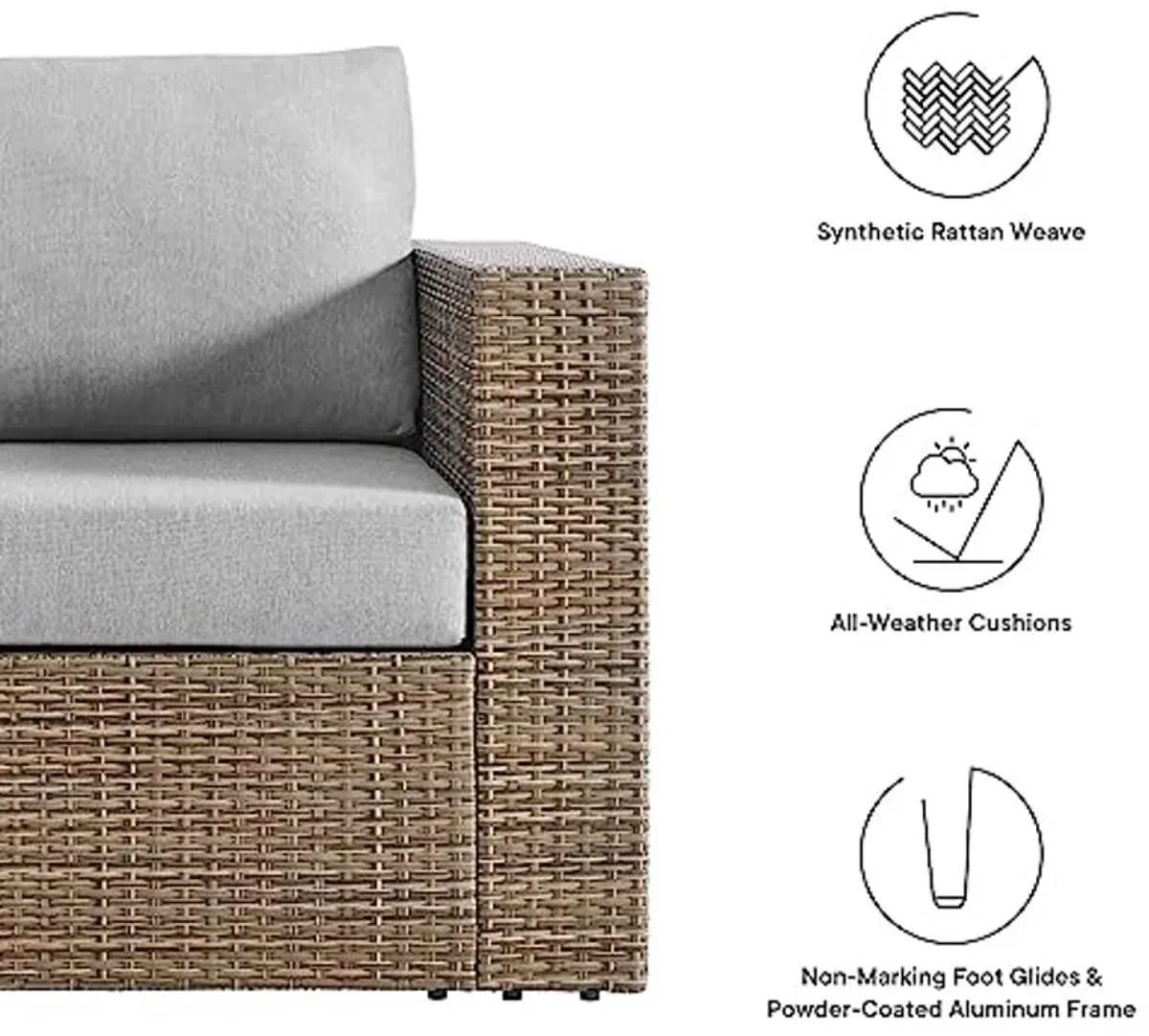 Modway Convene Wicker Rattan Outdoor Patio Lounge Accent Armchair in Cappuccino Gray