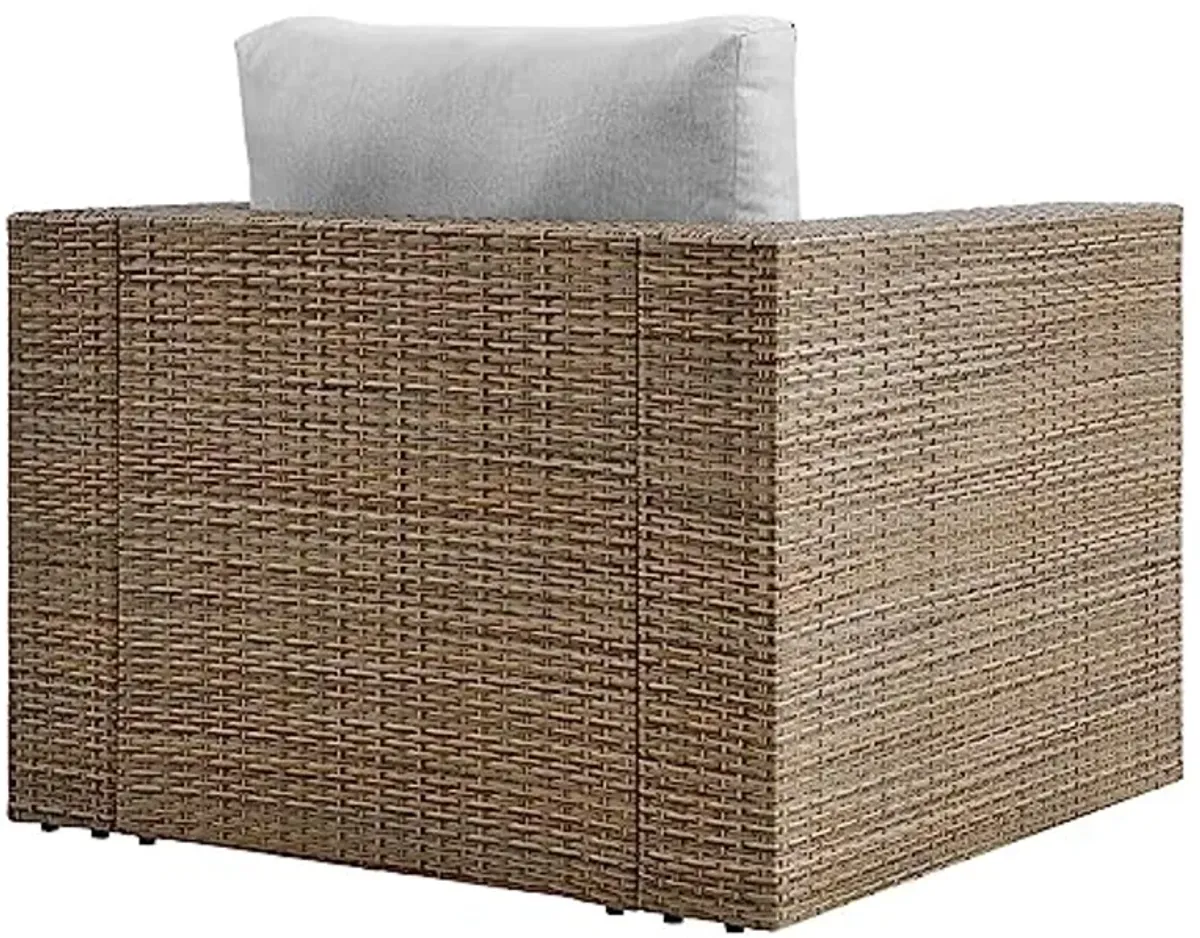 Modway Convene Wicker Rattan Outdoor Patio Lounge Accent Armchair in Cappuccino Gray