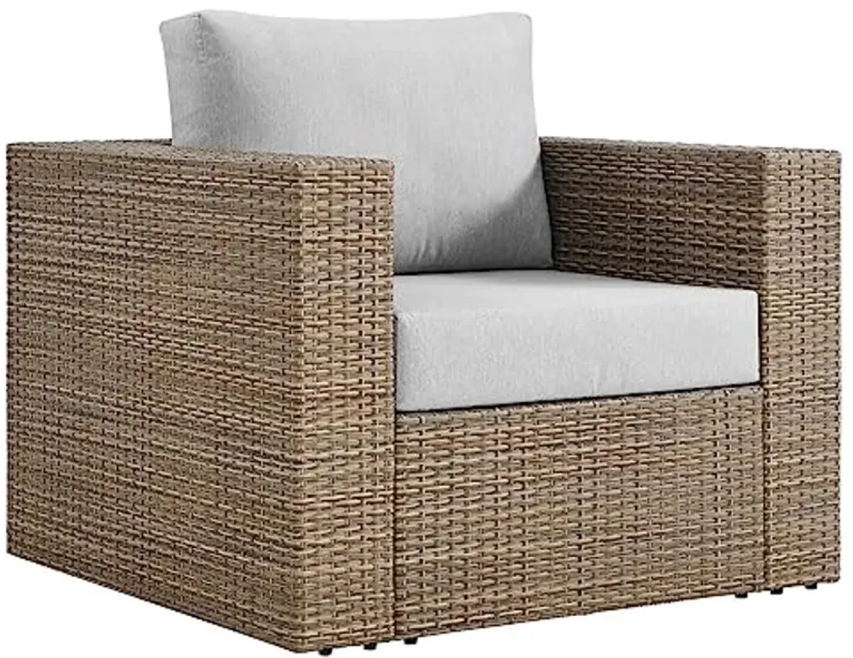 Modway Convene Wicker Rattan Outdoor Patio Lounge Accent Armchair in Cappuccino Gray