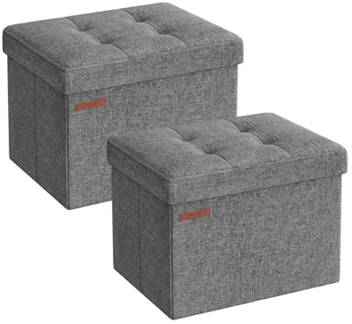 SONGMICS Small Folding Storage Ottoman, Set of 2, Foot Rest Stool, Cube Footrest, 12.2 x 16.1 x 12.2 Inches, 286 lb Load Capacity, for Living Room, Bedroom, Home Office, Dorm, Dark Gray ULSF102G21