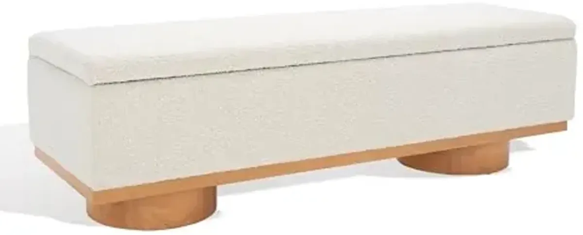SAFAVIEH Couture Collection Vianna Cream/Natural Boucle Rectangle Storage Bench