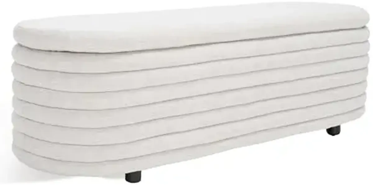 SAFAVIEH Couture Collection Jaymie Contemporary Taupe Linen/Black Oval Storage Bench