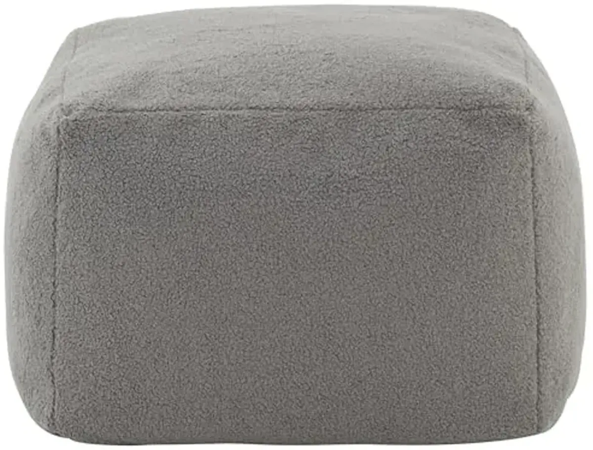 SAFAVIEH Couture Collection Samuels Dark Grey Faux Shearling Ottoman Square Pouf (Fully Assembled)