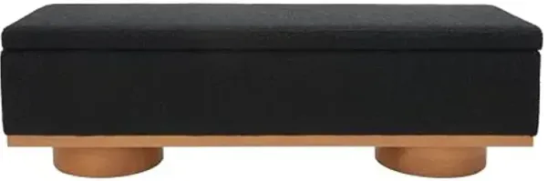 SAFAVIEH Couture Collection – Vianna Boucle Storage Bench, Black Upholstered Bench with Natural Wood Legs, Modern Entryway Bedroom Accent Seating (SFV5049C)