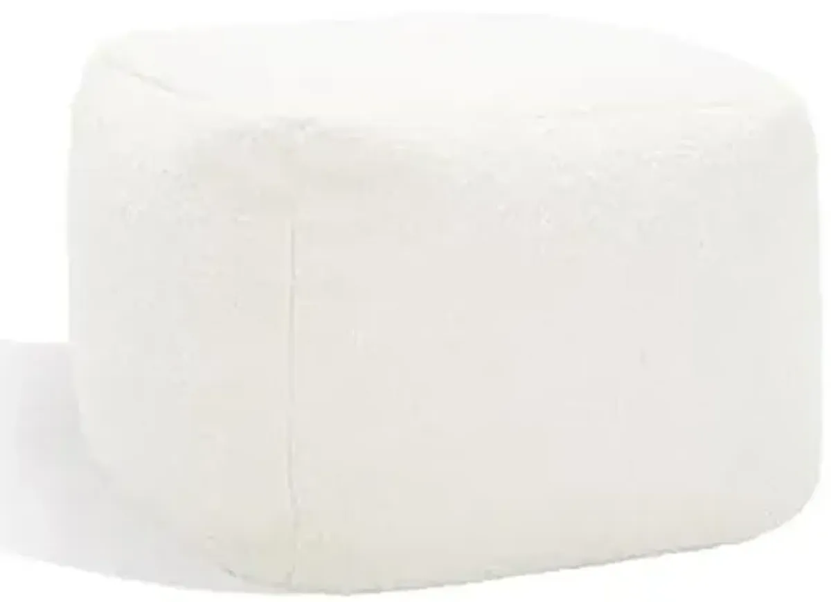SAFAVIEH Couture Collection Samuels Ivory Boucle Ottoman Square Pouf (Fully Assembled)