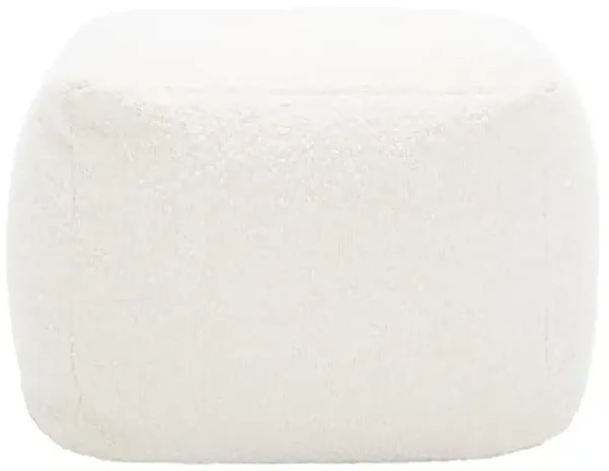 SAFAVIEH Couture Collection Samuels Ivory Boucle Ottoman Square Pouf (Fully Assembled)