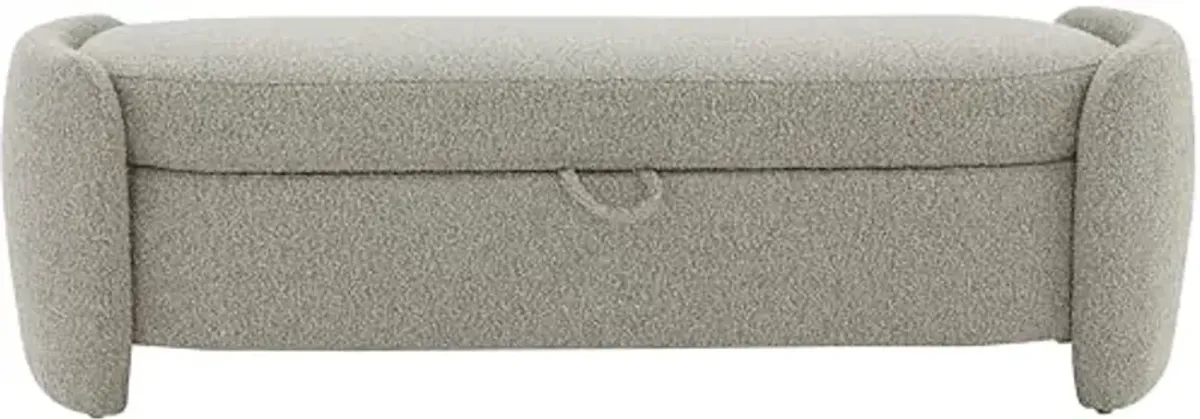 SAFAVIEH Couture Collection Danianna Light Brown Boucle Storage Ottoman (Fully Assembled)