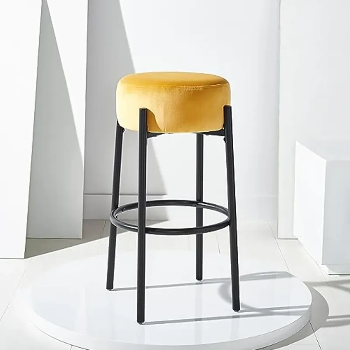 Safavieh Couture Collection Paisleigh Mustard/Black Metal Leg 30-inch Seat Height Bar Stool (Fully Assembled)