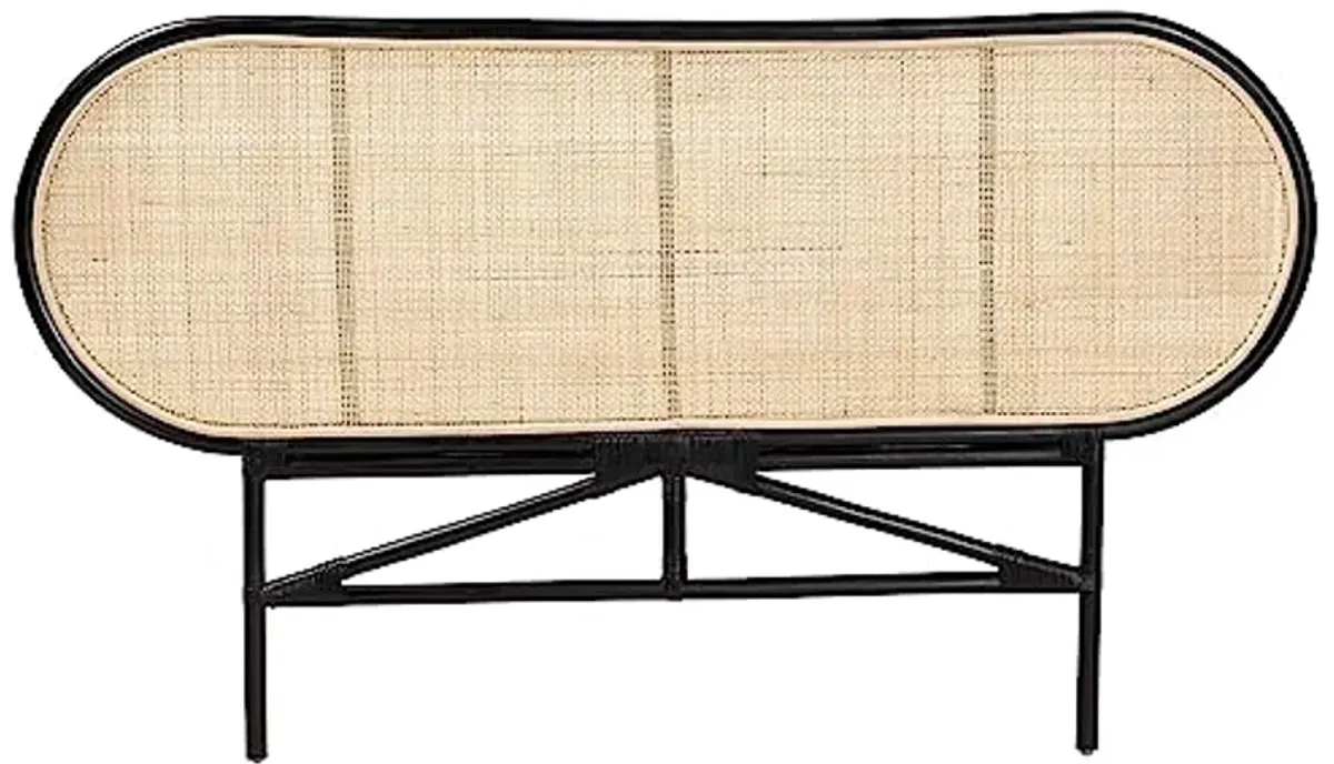 Baxton Studio Reegan Natural Rattan Headboard, Queen, Black