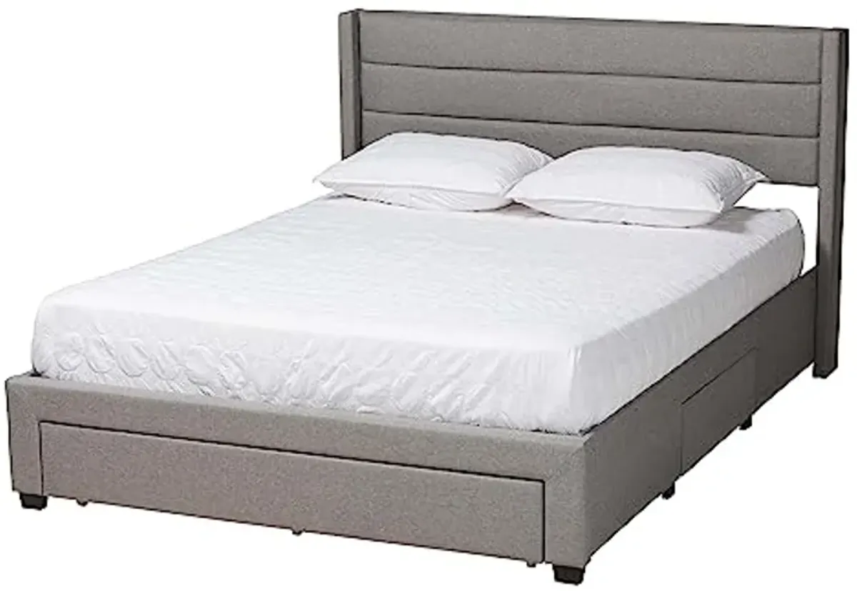 Baxton Studio Braylon Bed (Storage), Full, Light Grey/Dark Brown