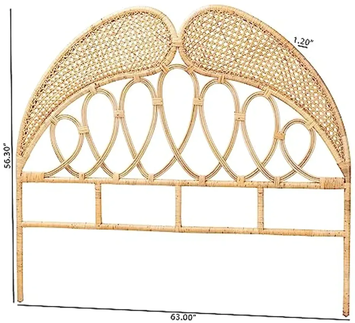 Baxton Studio Onika Natural Rattan Standalone Headboard, Queen