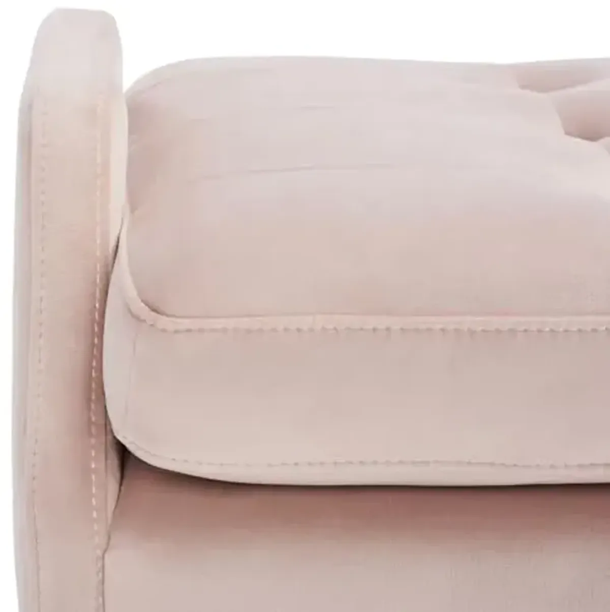 SAFAVIEH Home Collection Everdeen Glam Pink Velvet/Gold Pillow Top Tufted Bench