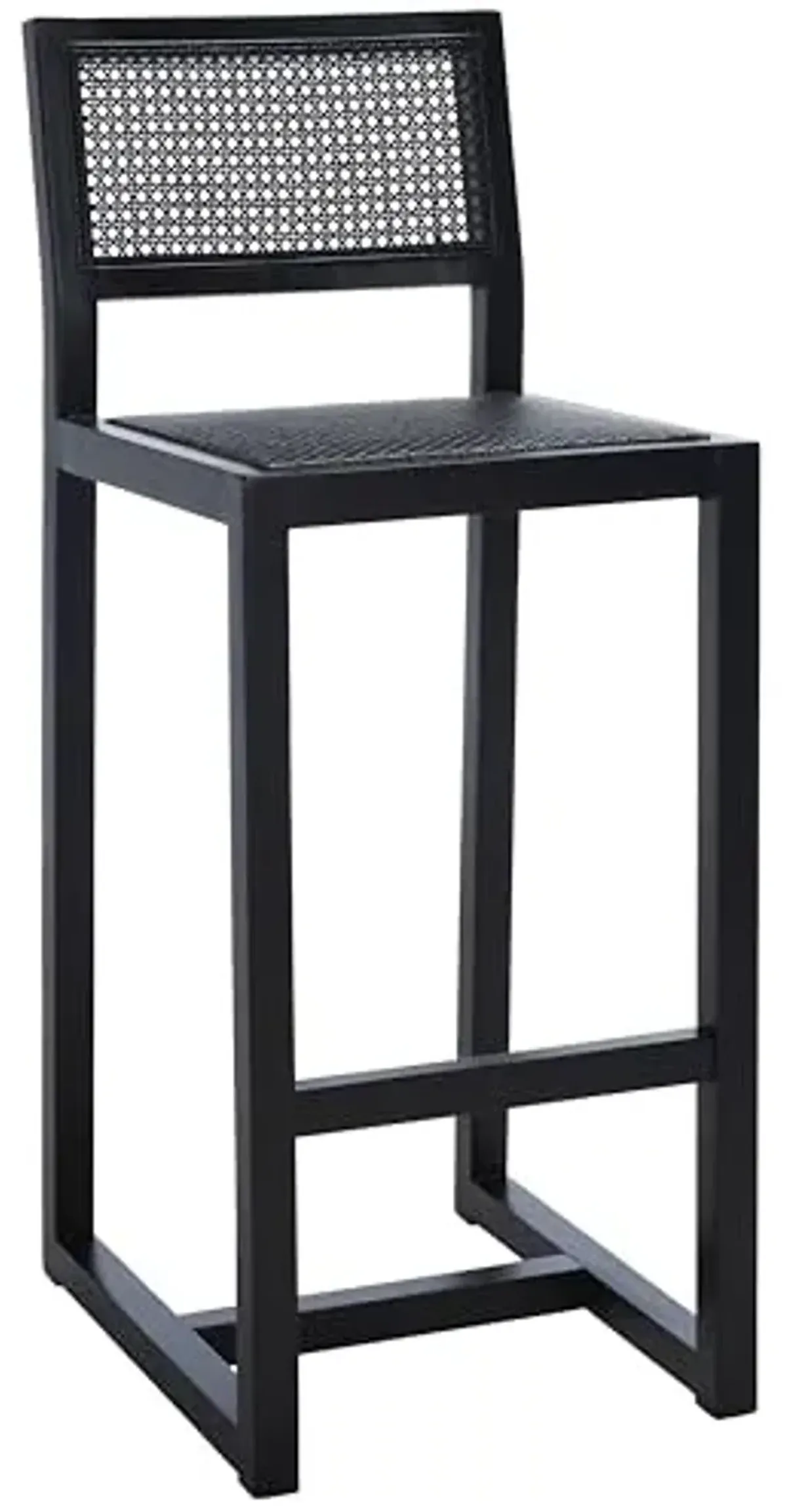 SAFAVIEH Home Collection Seika Black Rattan Solid Wood 30-inch Bar Stool (Fully Assembled)