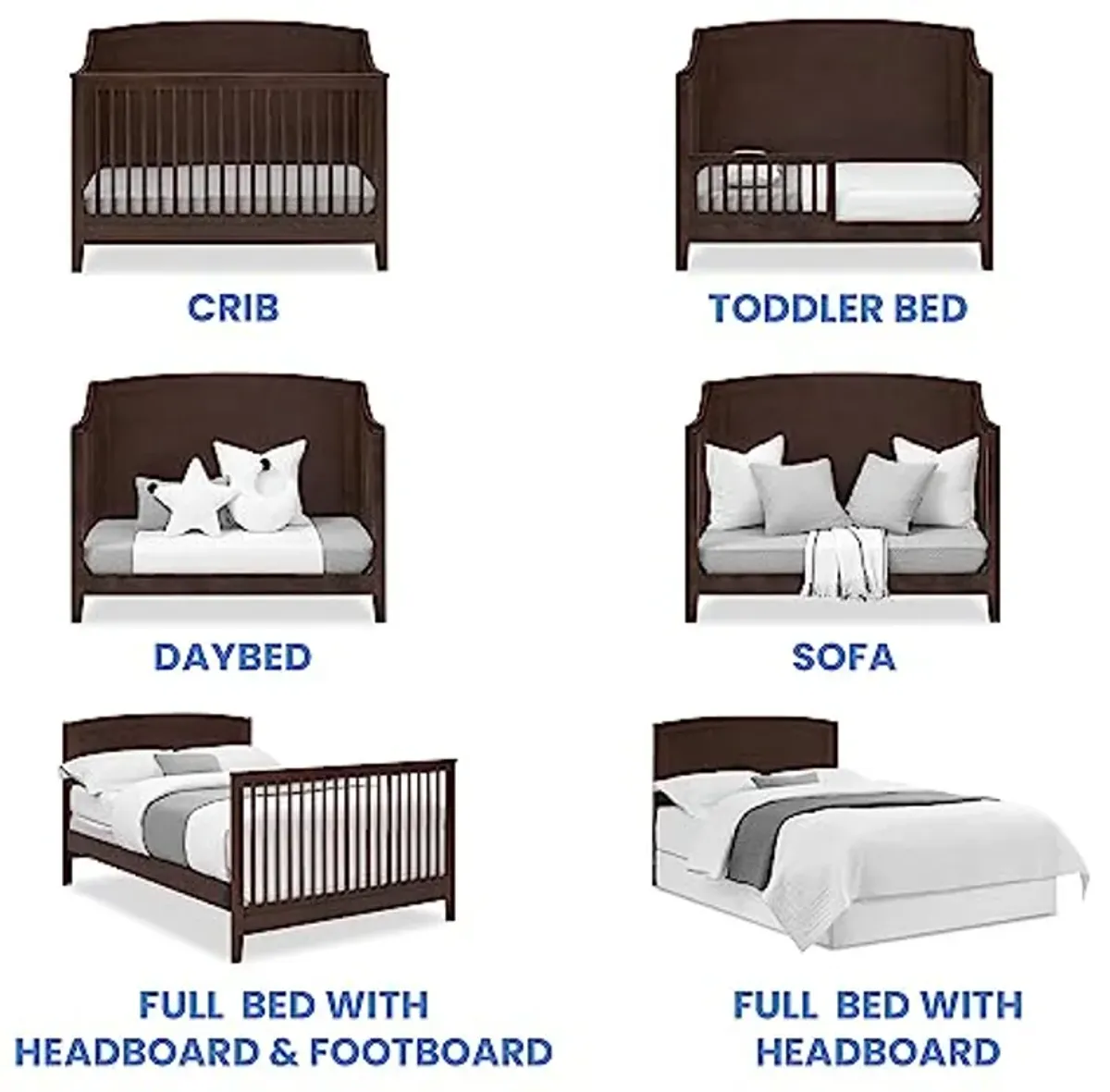 Delta Children Campbell 6-in-1 Convertible Crib - Greenguard Gold Certified, Walnut Espresso