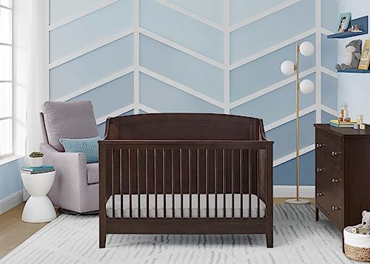 Delta Children Campbell 6-in-1 Convertible Crib - Greenguard Gold Certified, Walnut Espresso