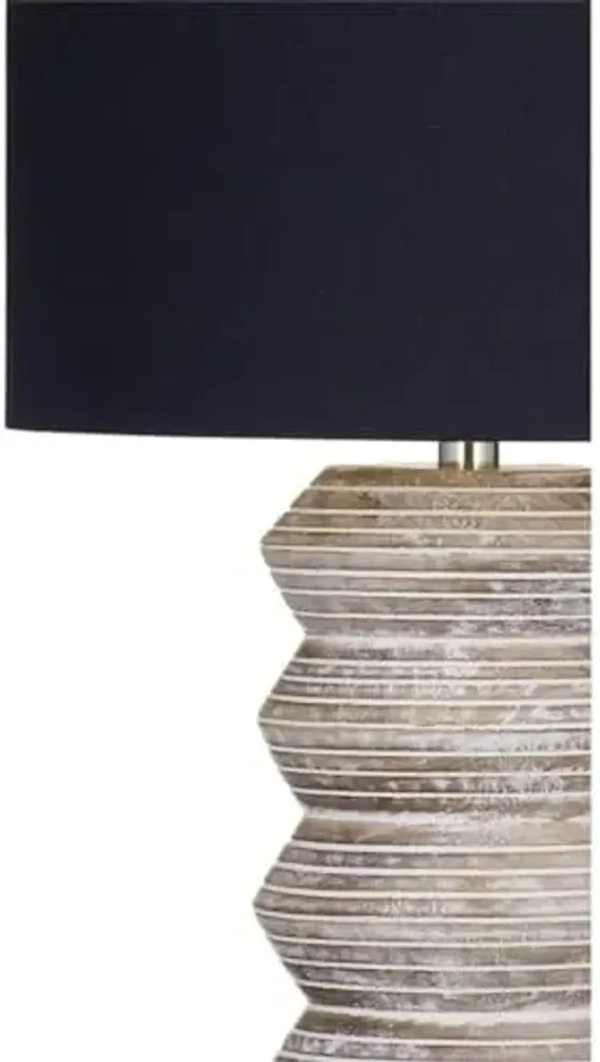 Bassett Mirror Company Booster Table Lamp in White Washed Wood with Modern Black Shade