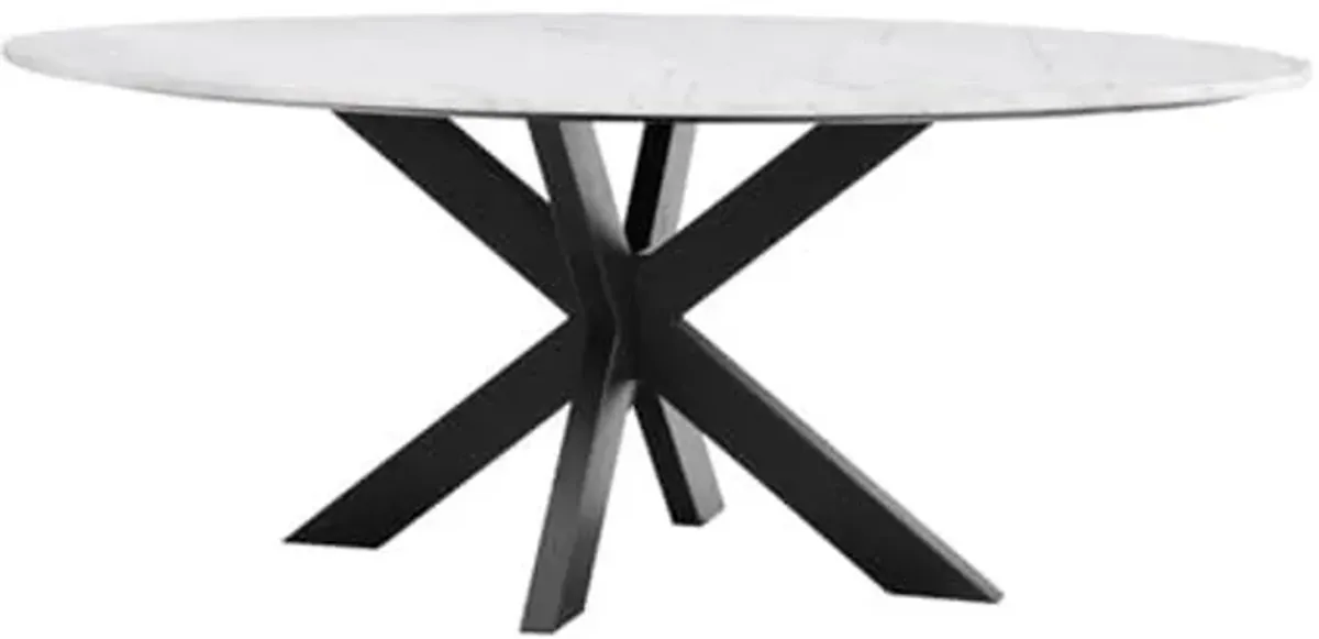 Bassett Mirror Company Barton Dining Table in Black Metal and White Marble