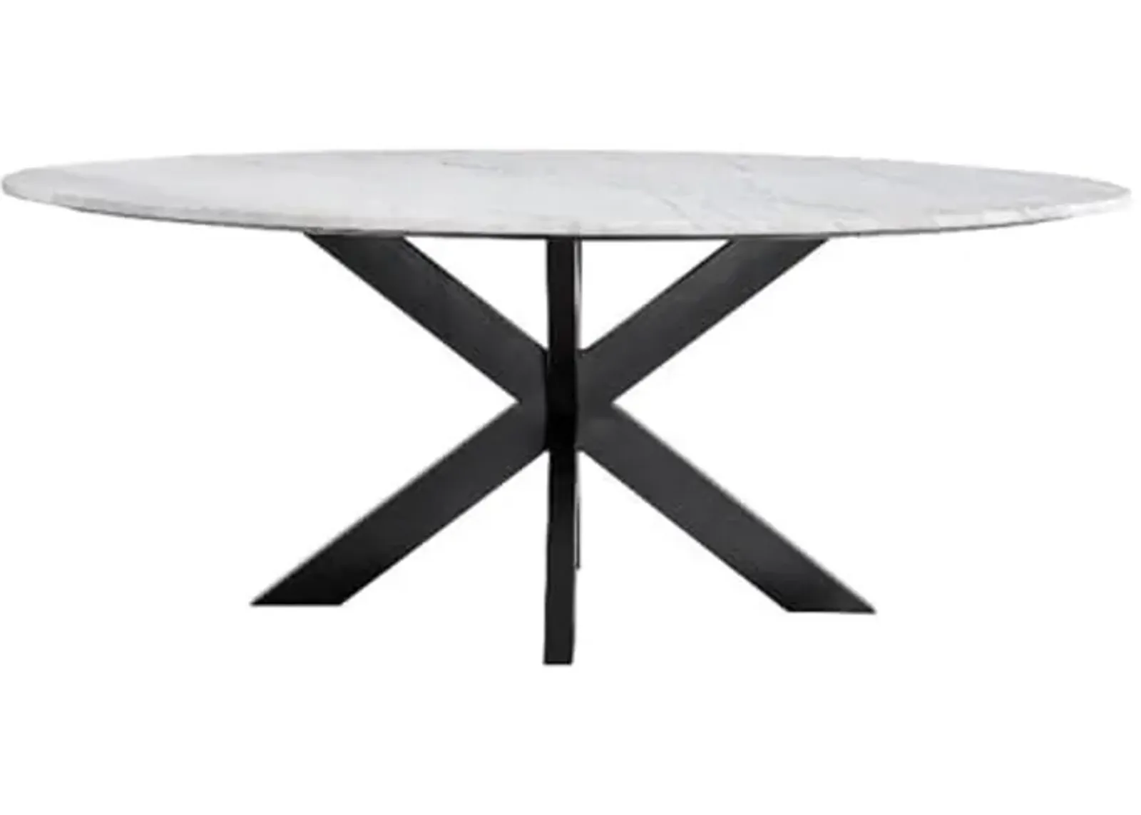 Bassett Mirror Company Barton Dining Table in Black Metal and White Marble