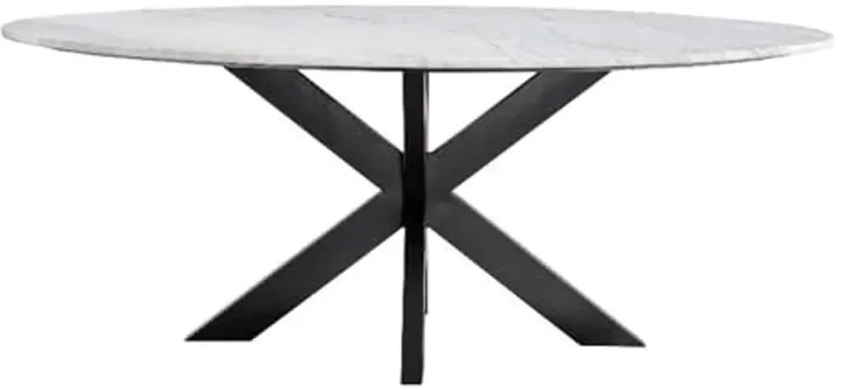 Bassett Mirror Company Barton Dining Table in Black Metal and White Marble