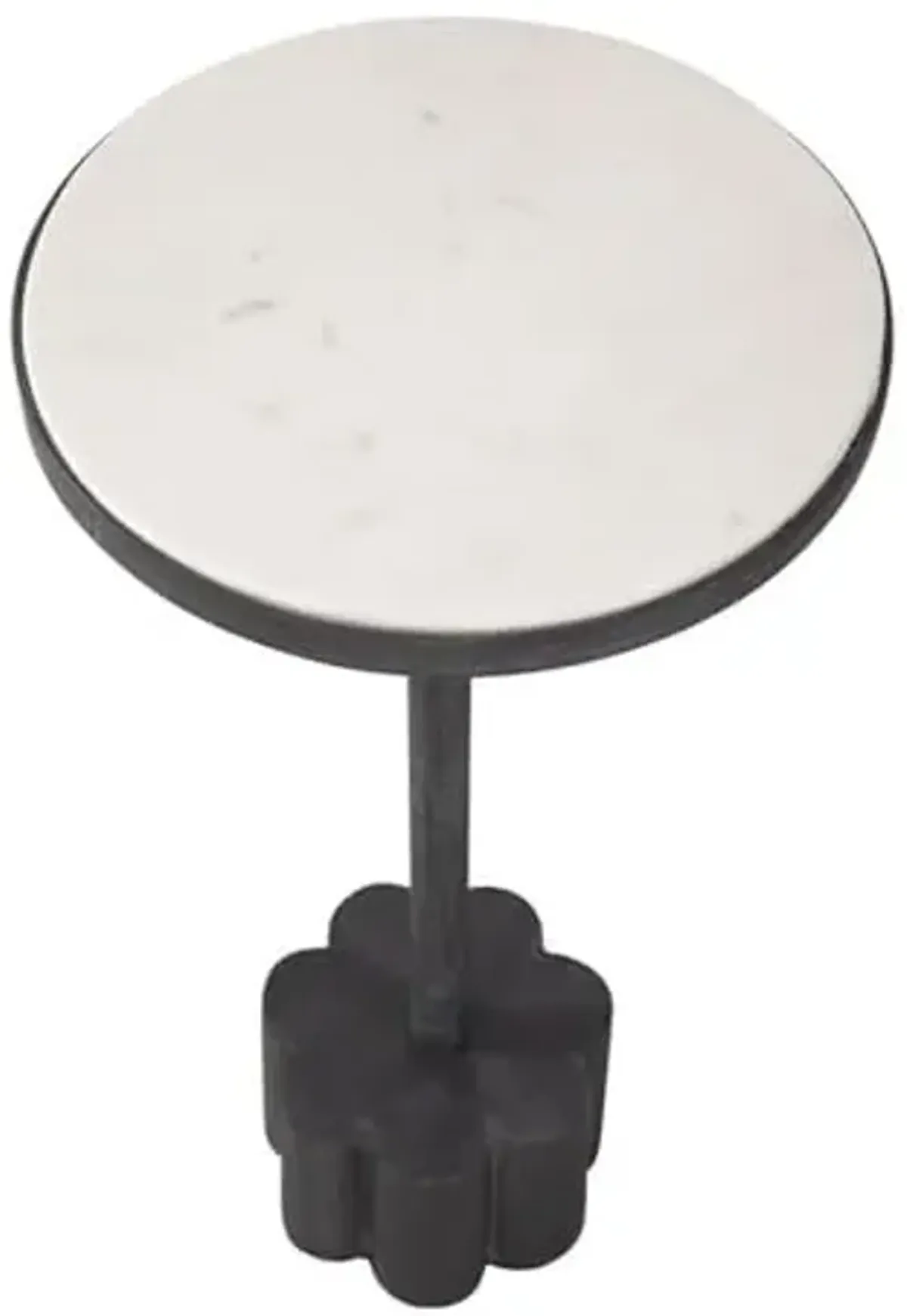 Bassett Mirror Company Sprout Accent Table in Black Metal and White Marble