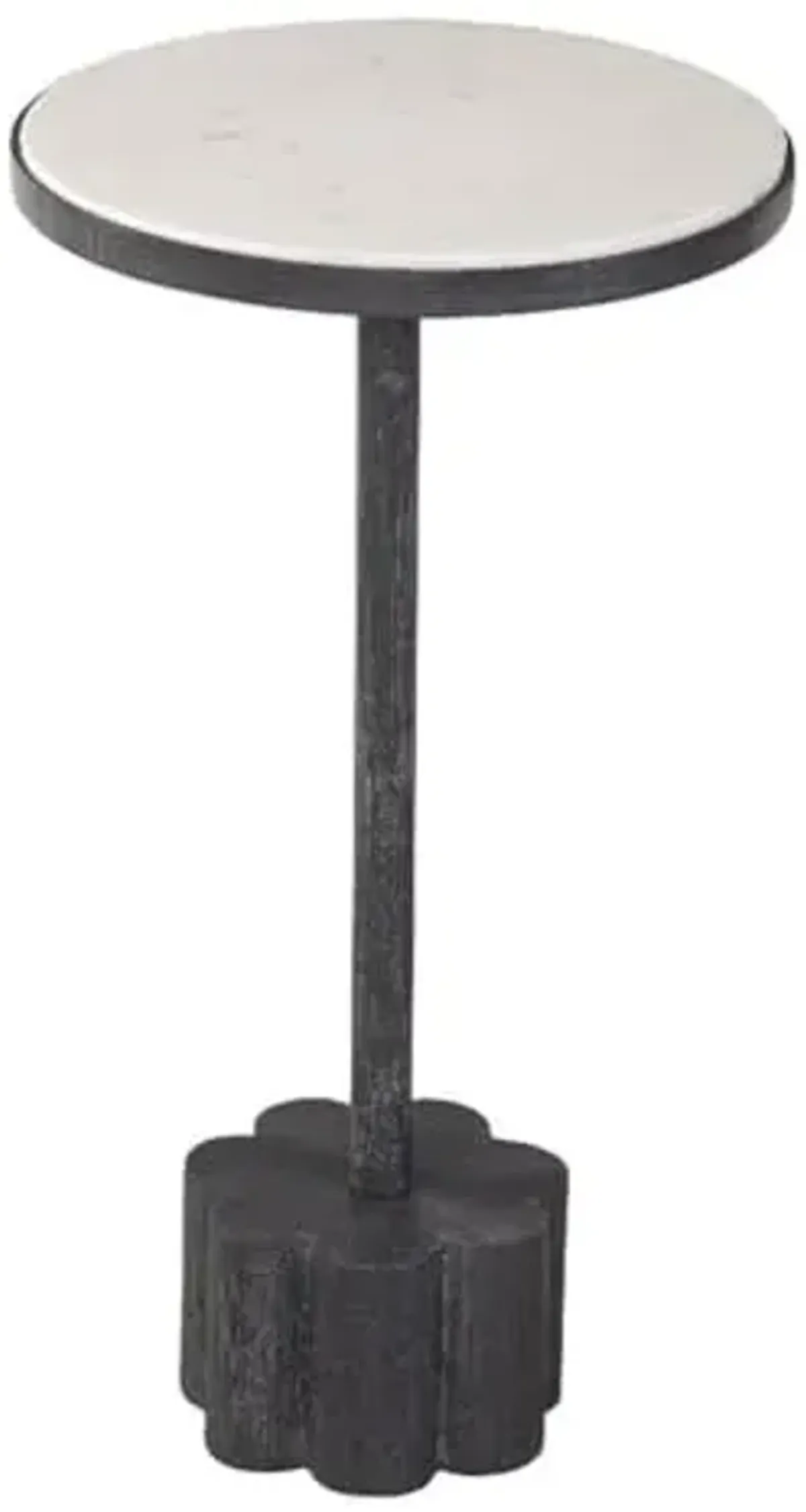 Bassett Mirror Company Sprout Accent Table in Black Metal and White Marble