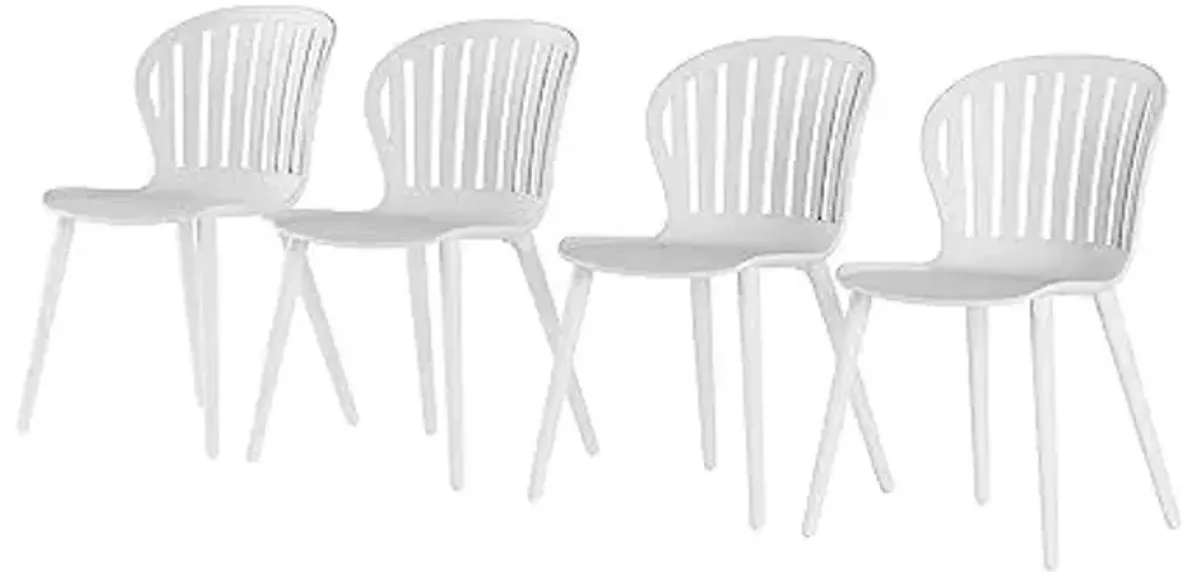 Amazonia Beira 4-Piece Dining Chairs | Aluminum Legs and Resin Seat | Ideal for Patio and Outdoors, White Chairs