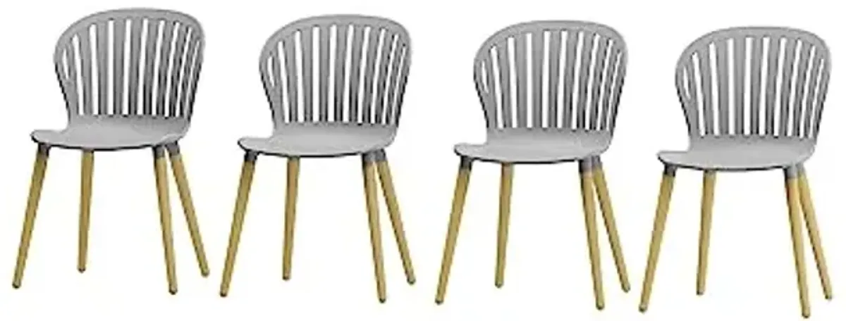 Amazonia Beira 4-Piece Dining Chairs | Teak Finish | Ideal for Patio and Outdoors, Grey Chairs