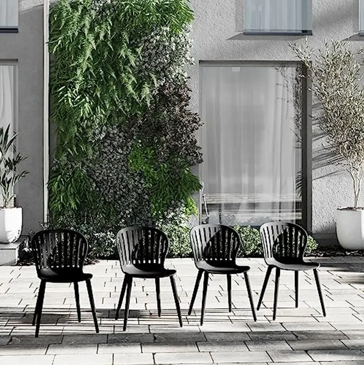 Amazonia | Ideal for Patio and Outdoors, Black Beira 4-Piece Dining Chairs | Aluminum Legs and Resin Seat