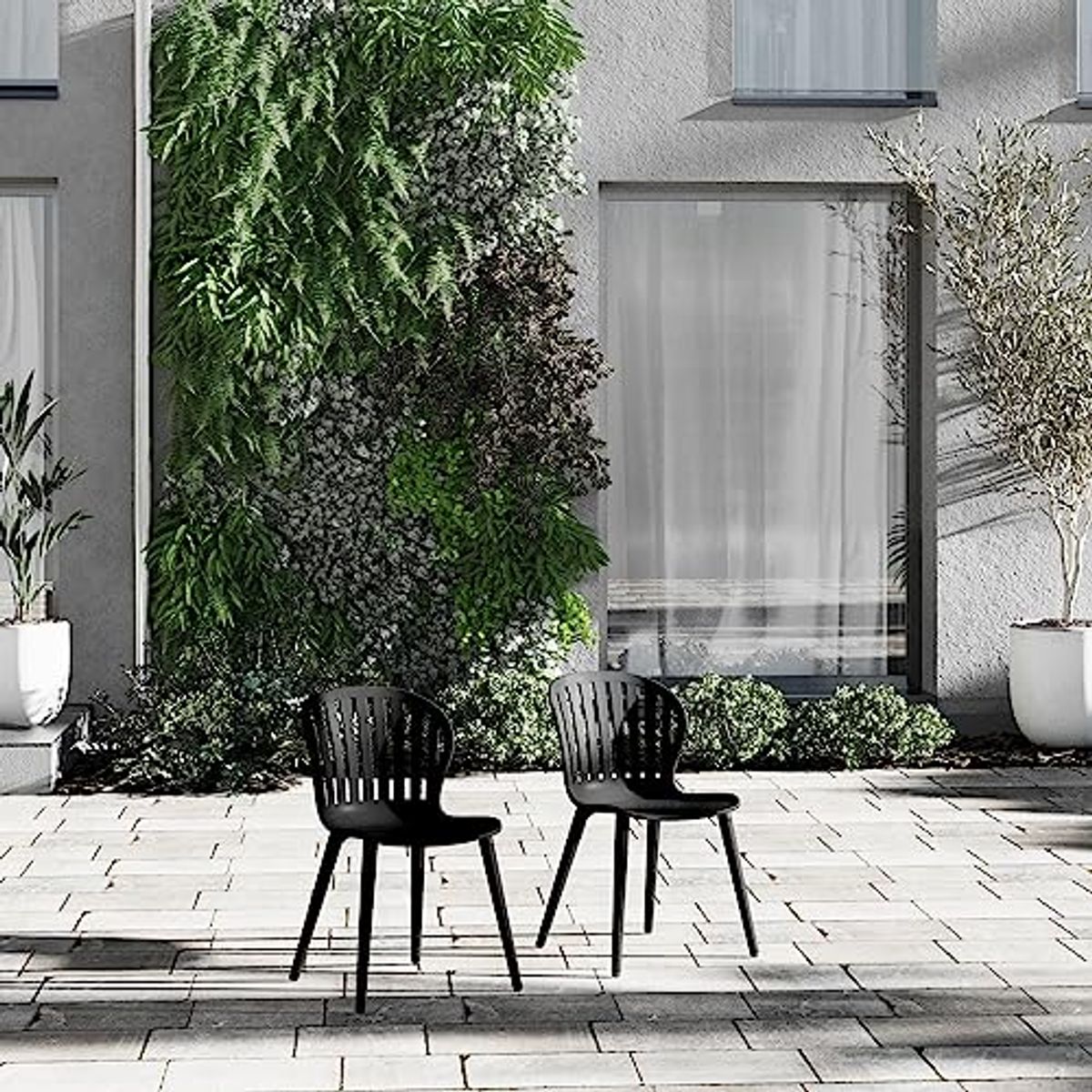 Amazonia | Ideal for Patio and Outdoors, Black Beira 4-Piece Dining Chairs | Aluminum Legs and Resin Seat