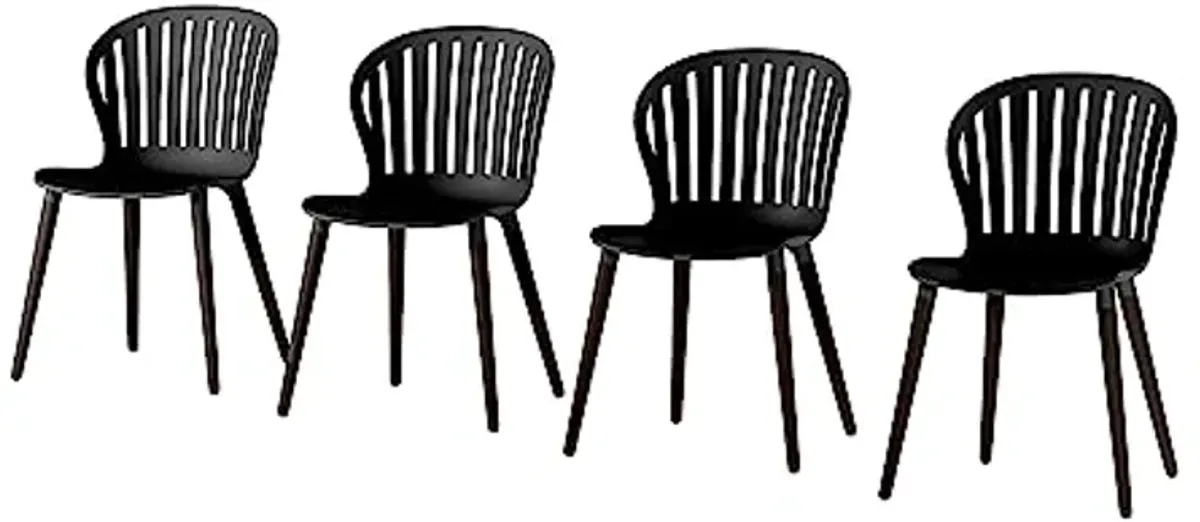 Amazonia | Ideal for Patio and Outdoors, Black Beira 4-Piece Dining Chairs | Aluminum Legs and Resin Seat