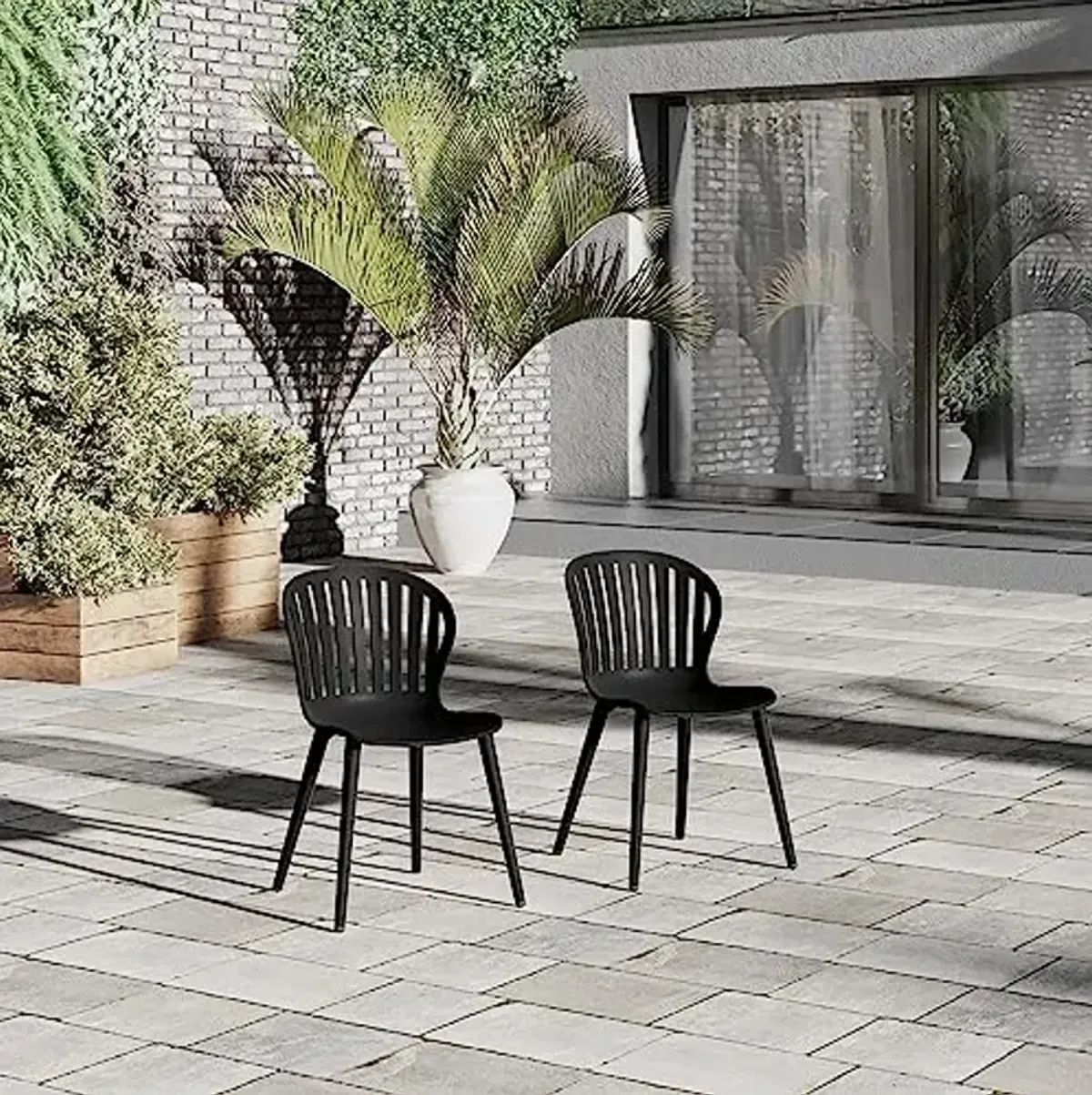 Amazonia Beira 2-Piece Dining Chairs | Aluminum Legs and Resin Seat | Ideal for Patio and Outdoors, Black Chairs