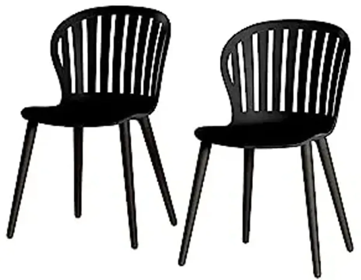 Amazonia Beira 2-Piece Dining Chairs | Aluminum Legs and Resin Seat | Ideal for Patio and Outdoors, Black Chairs