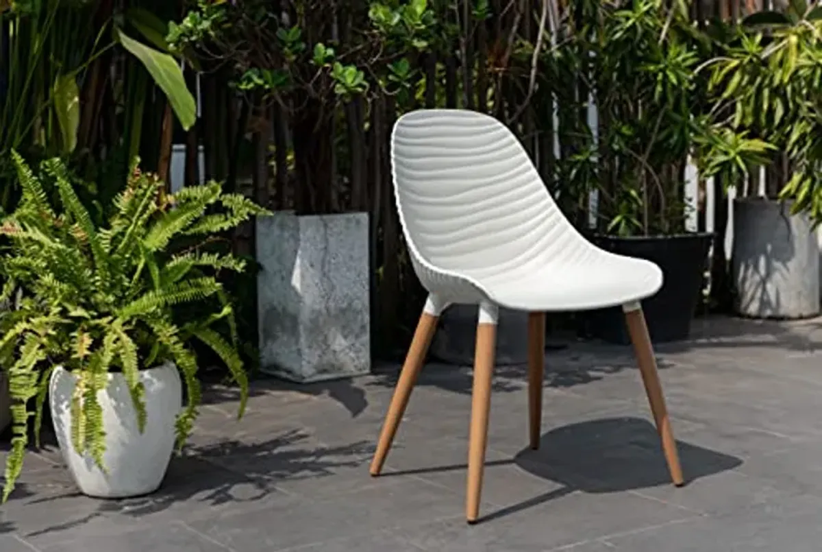 Amazonia | Ideal for Patio and Outdoors Seia 2-Piece Dining Chairs | Teak Finish, White