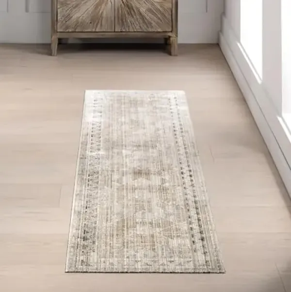 Nuloom Aine Beige, 2' x 8', Geometric Medallion, Soft and Textured, High Traffic, Stain Resistant, Durable, Machine Washable Runner for Indoor/Outdoor Patio, Deck, Porch, Garden, Courtyard