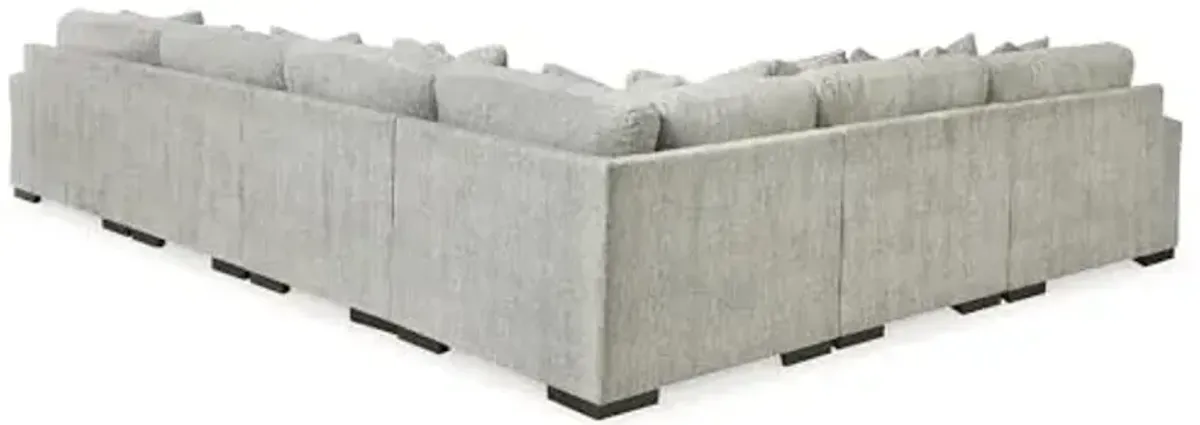 Signature Design by Ashley Regent Park Modern L-Shaped Anti Sag 6-Piece Sectional with Reversible Cushions and 13 Accent Pillows, Light Gray