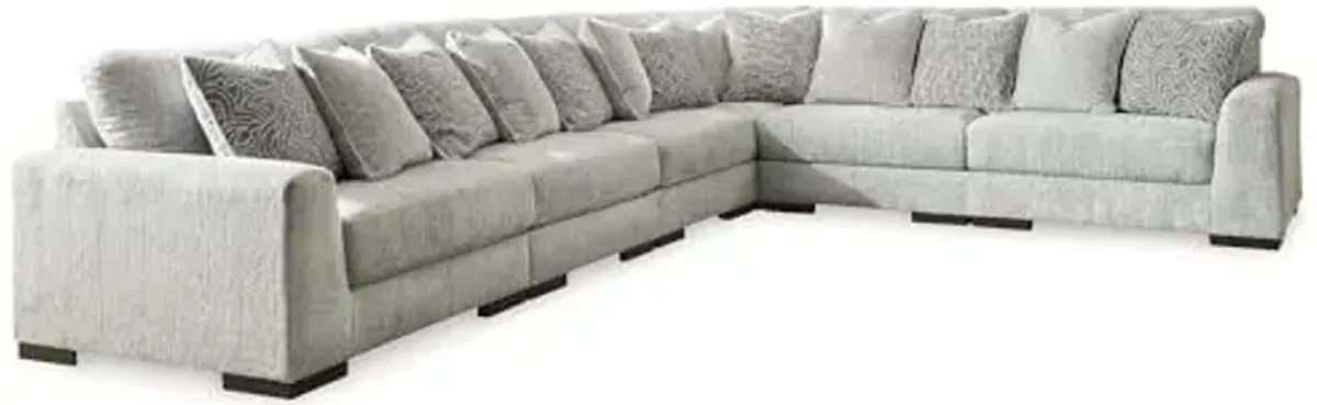 Signature Design by Ashley Regent Park Modern L-Shaped Anti Sag 6-Piece Sectional with Reversible Cushions and 13 Accent Pillows, Light Gray
