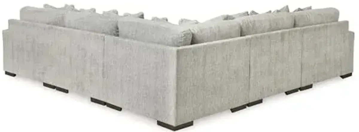 Signature Design by Ashley Regent Park Modern L-Shaped Anti Sag 5-Piece Sectional with Reversible Cushions and 11 Accent Pillows, Light Gray