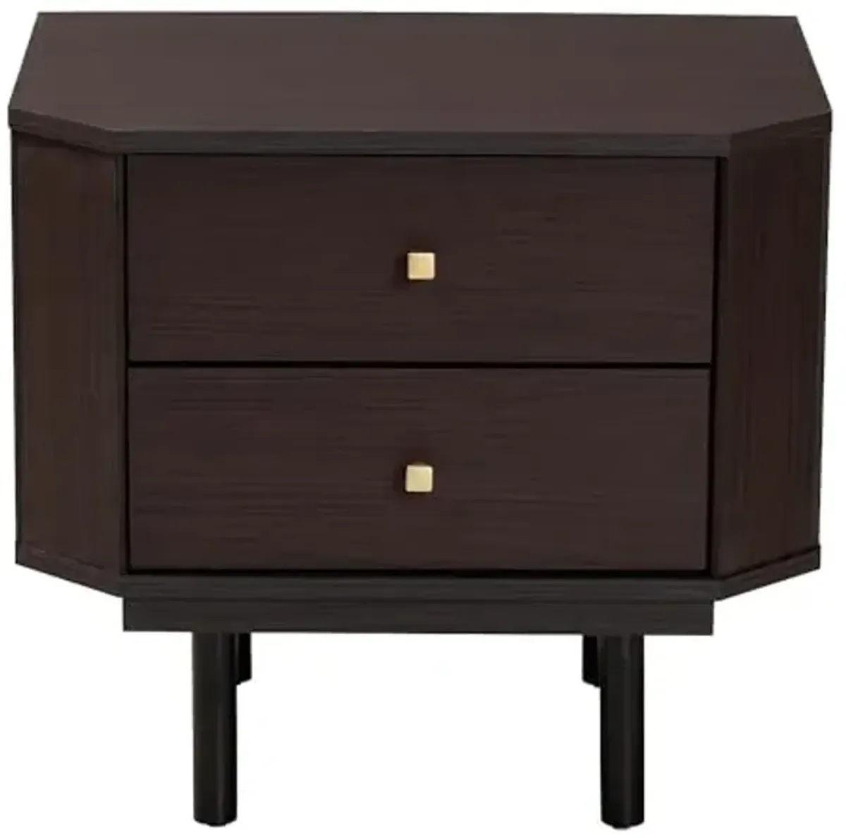 Baxton Studio Norwood Two-Tone Black and Espresso Brown Wood 2-Drawer End Table