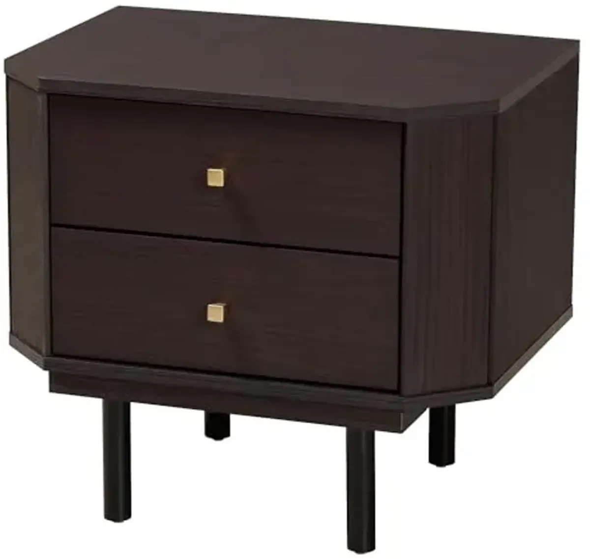 Baxton Studio Norwood Two-Tone Black and Espresso Brown Wood 2-Drawer End Table