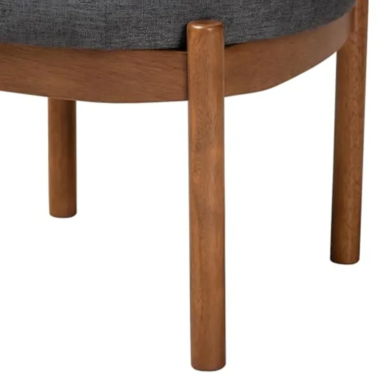 Baxton Studio Iliana Japandi Dark Grey Fabric and Walnut Brown Finished Wood Ottoman Footstool