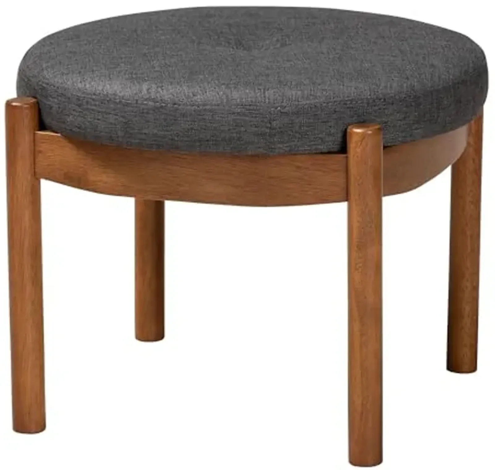 Baxton Studio Iliana Japandi Dark Grey Fabric and Walnut Brown Finished Wood Ottoman Footstool