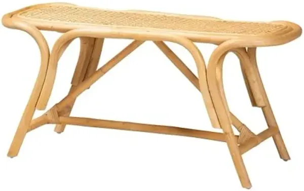 Bali & pari Septa Modern Bohemian Natural Brown Rattan Accent Bench