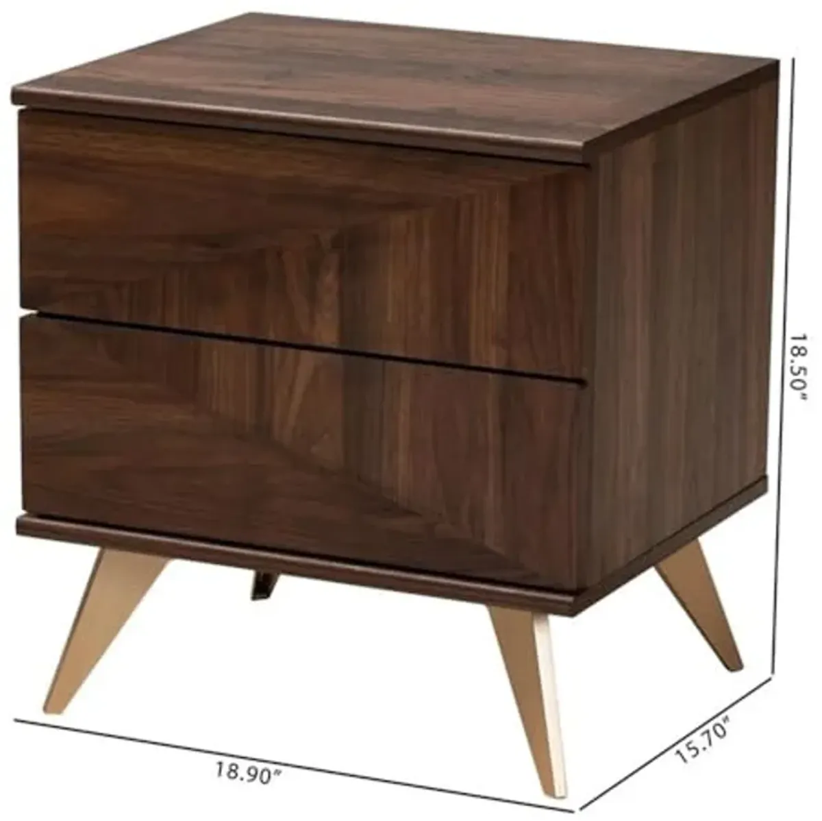 Baxton Studio Graceland Mid-Century Modern Transitional Walnut Brown Finished Wood 2-Drawer Nightstand