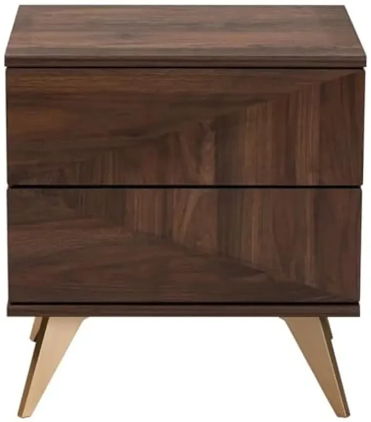 Baxton Studio Graceland Mid-Century Modern Transitional Walnut Brown Finished Wood 2-Drawer Nightstand