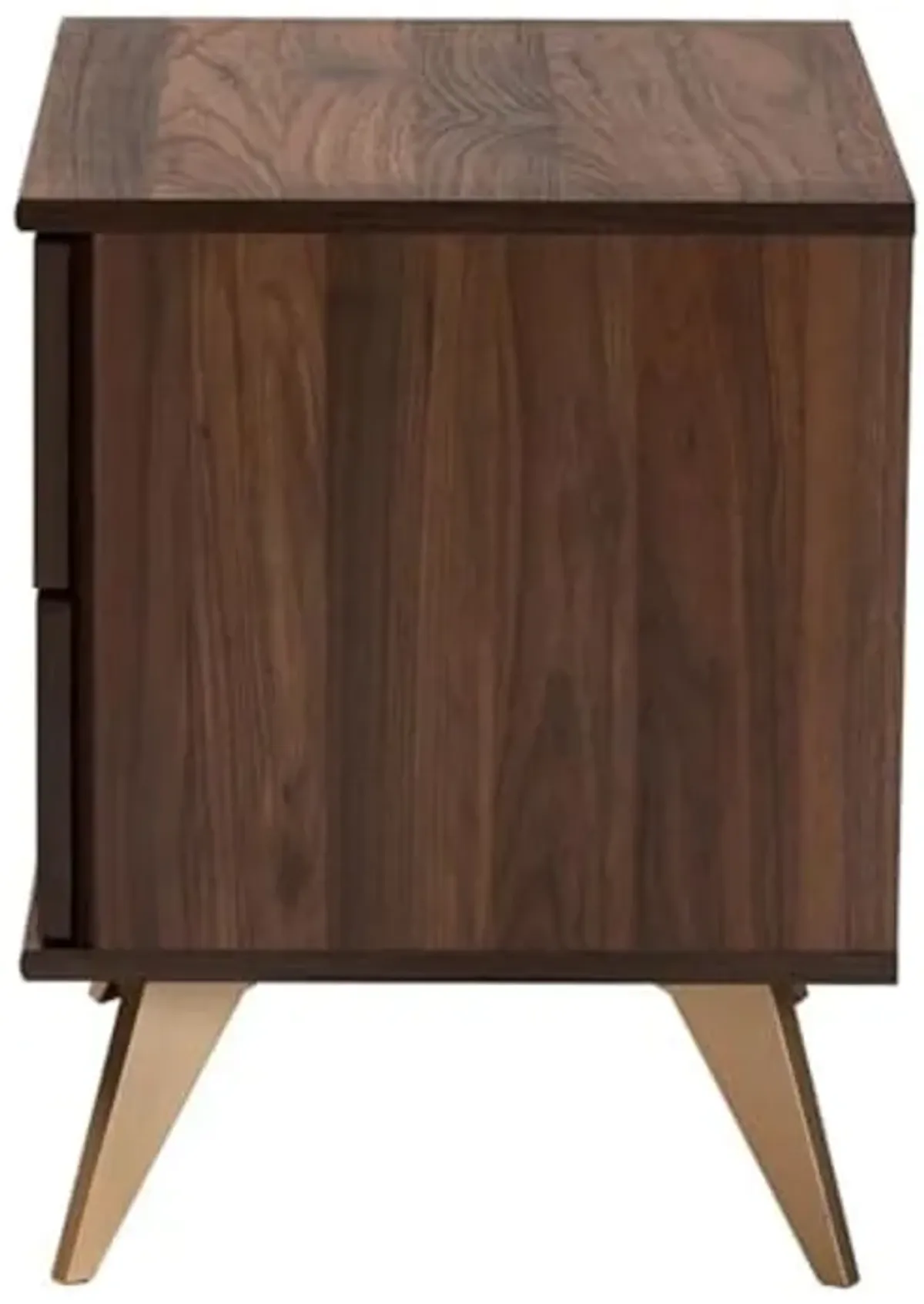 Baxton Studio Graceland Mid-Century Modern Transitional Walnut Brown Finished Wood 2-Drawer Nightstand