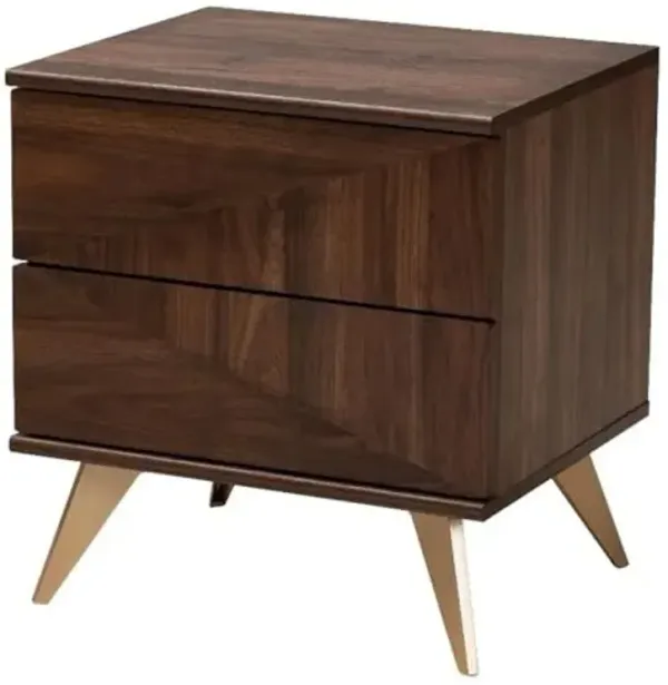 Baxton Studio Graceland Walnut Brown Finished Wood 2-Drawer Nightstand