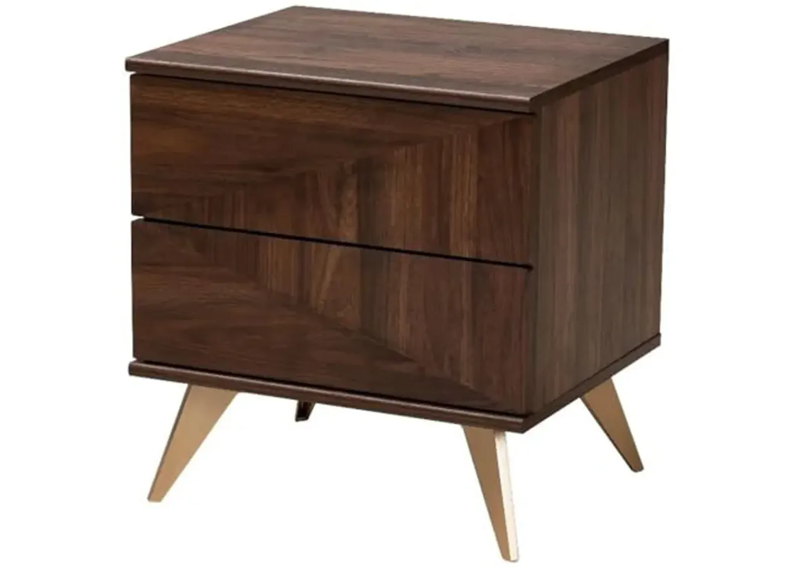 Baxton Studio Graceland Mid-Century Modern Transitional Walnut Brown Finished Wood 2-Drawer Nightstand